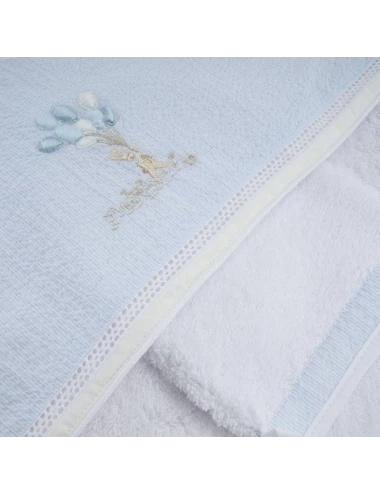 Sortie de bain & gant de toilette - Blue Garden Party