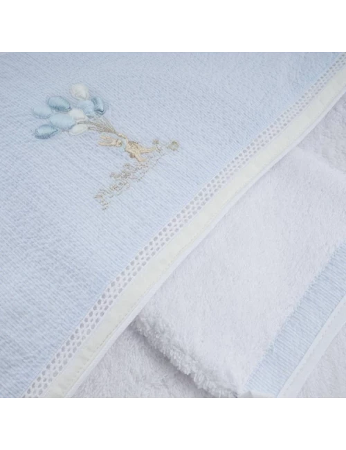 Sortie de bain & gant de toilette - Blue Garden Party