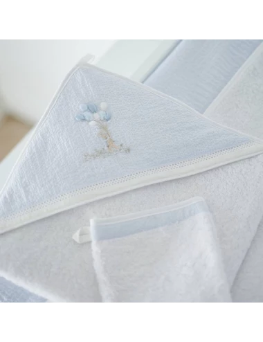 Sortie de bain & gant de toilette - Blue Garden Party
