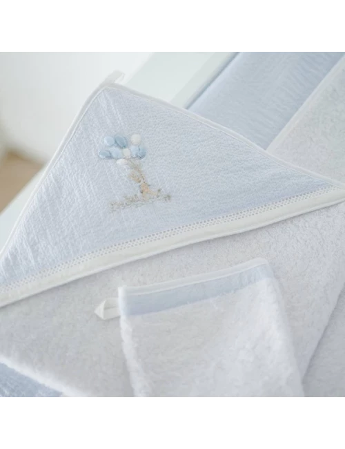 Sortie de bain & gant de toilette - Blue Garden Party