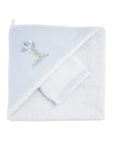 Sortie de bain & gant de toilette - Blue Garden Party