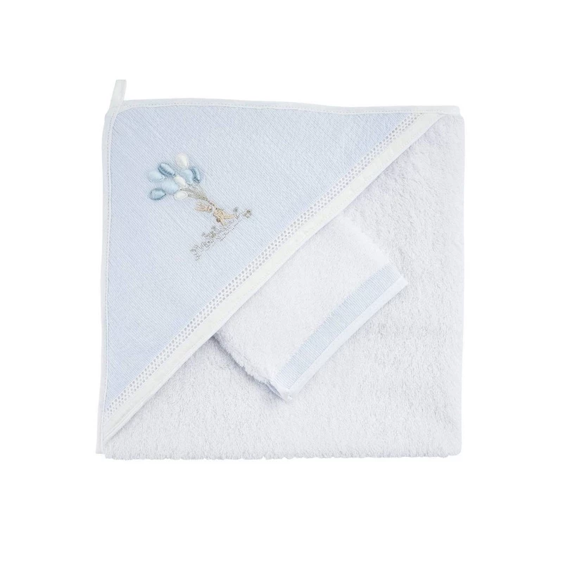 Sortie de bain & gant de toilette - Blue Garden Party