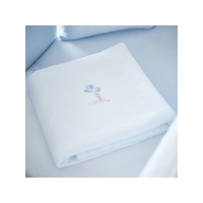 Couverture brodée - Blue Garden Party (100x135cm)