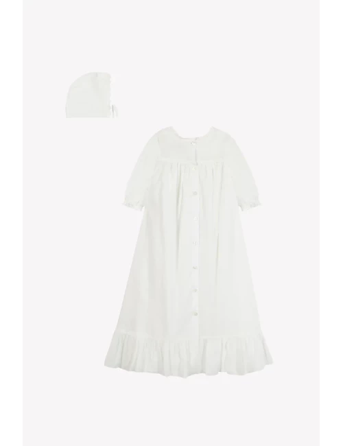 Robe de Baptême - Détails dentelle & volants