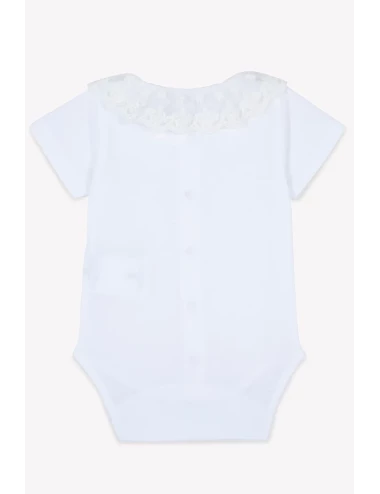 Body - Blanc col volanté dentelle