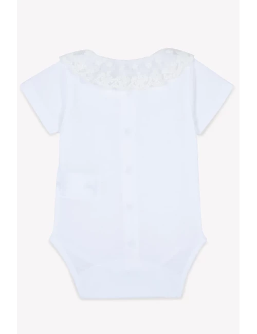 Body - Blanc col volanté dentelle