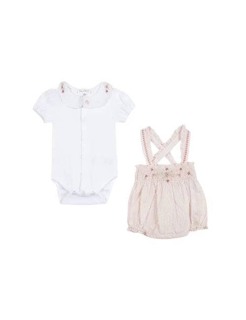 Ensemble Court - Rayé broderie fleurie