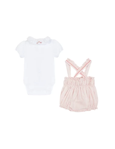 Ensemble Court - Rayé broderie fleurie