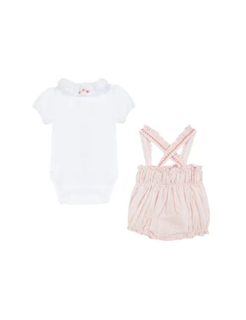 Ensemble Court - Rayé broderie fleurie