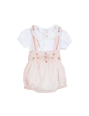 Ensemble Court - Rayé broderie fleurie