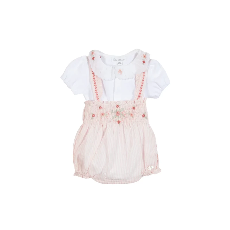 Ensemble Court - Rayé broderie fleurie