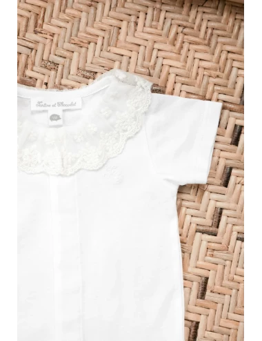 Body - Blanc col volanté dentelle