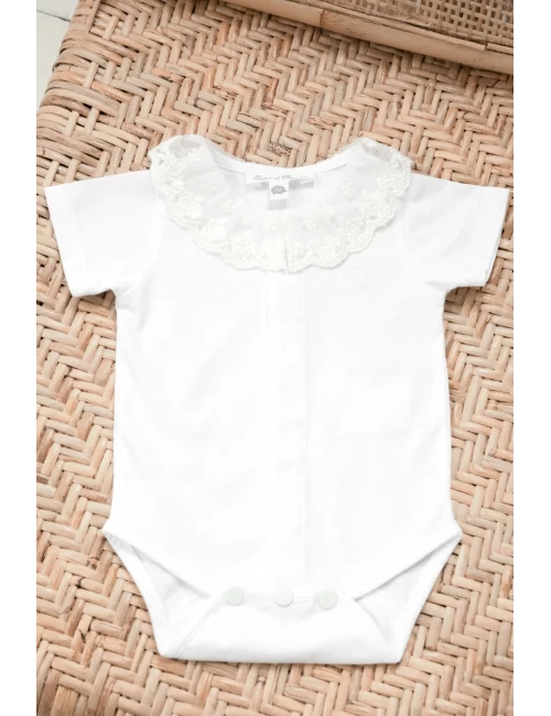 Body - Blanc col volanté dentelle