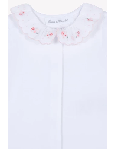 Body - Blanc col broderie fleurie