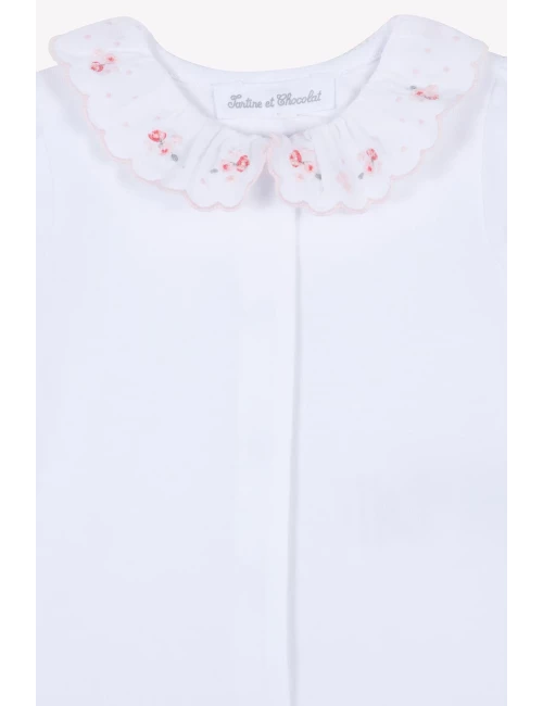 Body - Blanc col broderie fleurie