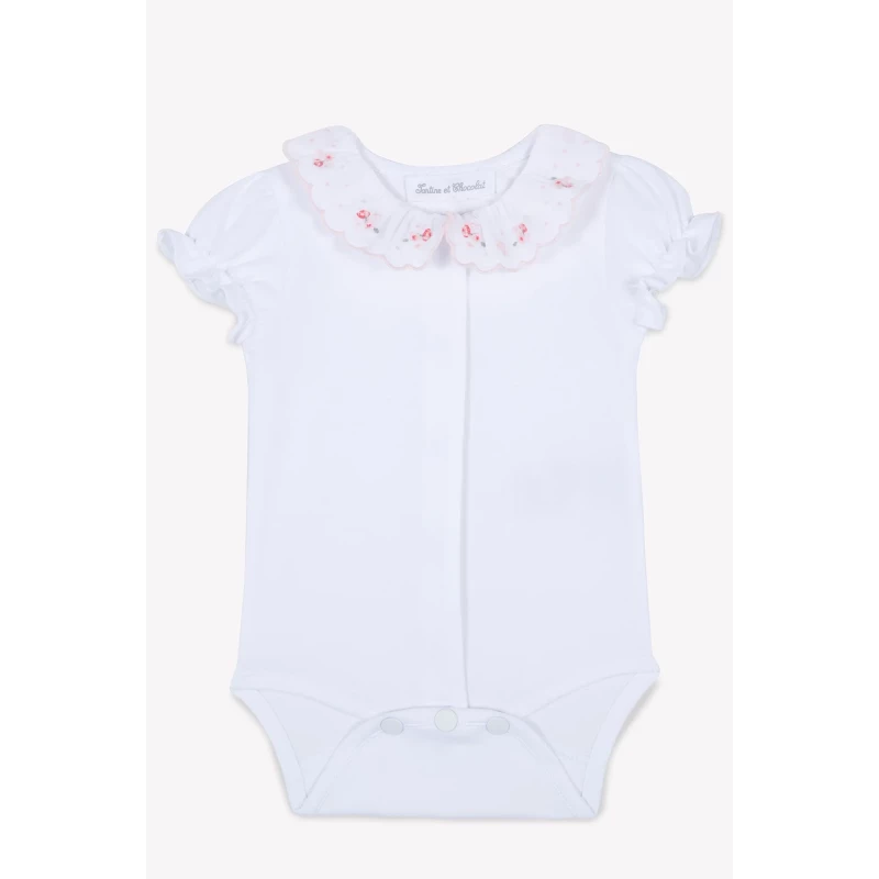Body - Blanc col broderie fleurie