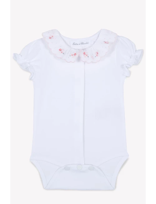 Body - Blanc col broderie fleurie