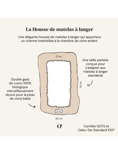 Housse de matelas à langer - Bruyère bois de rose