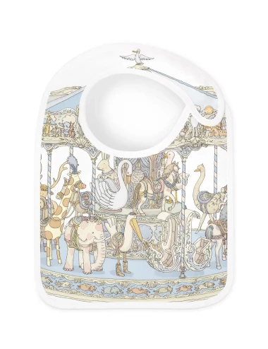Bavoir en satin - Carousel (blue)