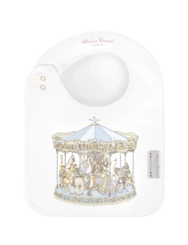 Bavoir en satin - Carousel (blue)