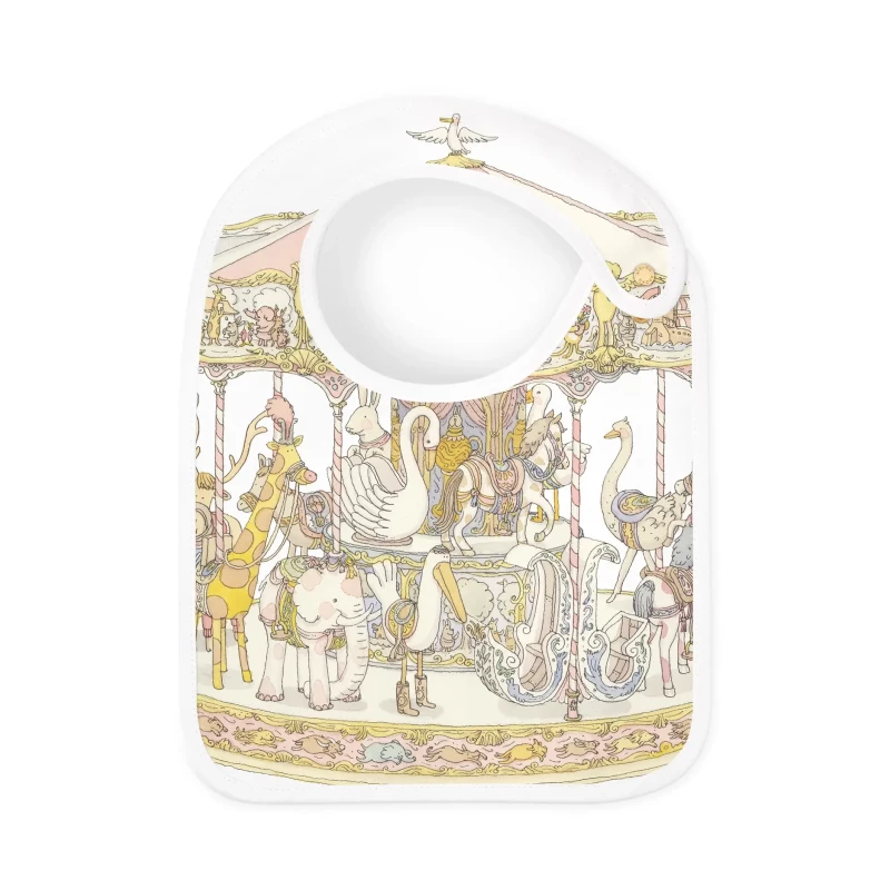 Bavoir en satin - Carousel (pink)