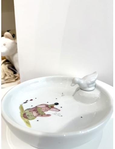 Assiette 35cm - Porcelaine (Lapin vert)