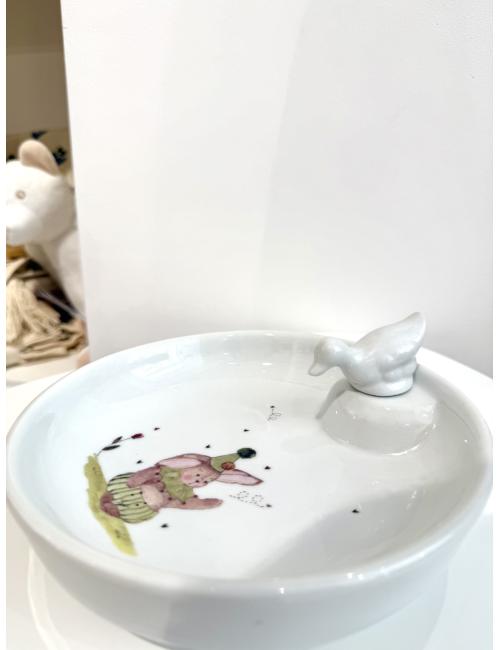 Assiette 35cm - Porcelaine (Lapin vert)