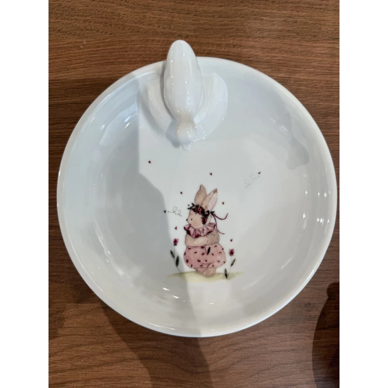 Assiette 35cm - Porcelaine (Lapin rose)