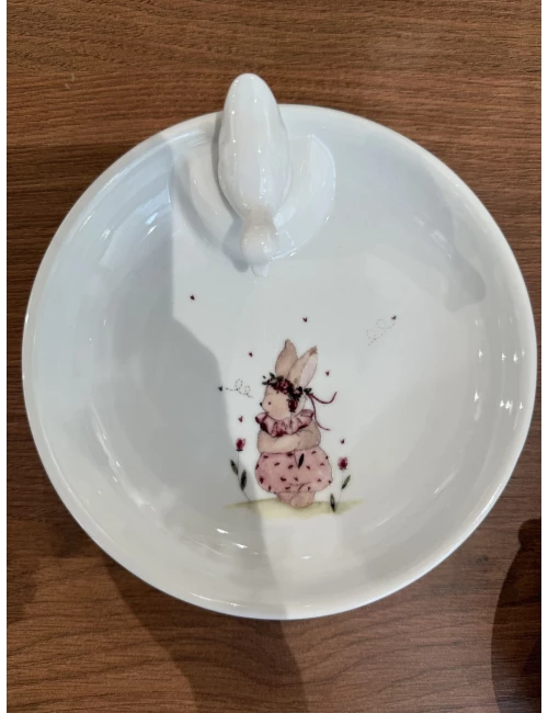 Assiette 35cm - Porcelaine (Lapin rose)