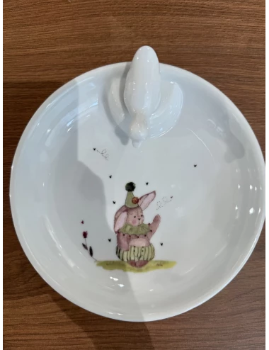 Assiette 35cm - Porcelaine (Lapin vert)