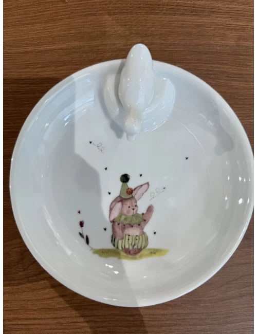 Assiette 35cm - Porcelaine (Lapin vert)