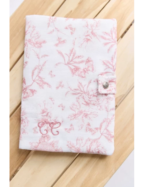 Protège carnet de santé - Toile de Jouy (rose)