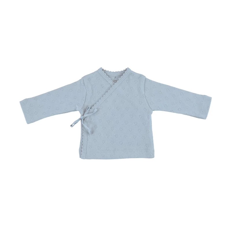 Cardigan - Heart Wrap Pointelle (Blue)