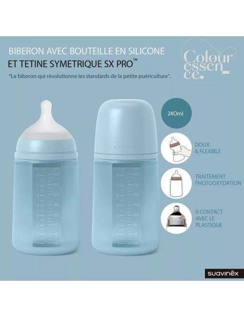 Biberon Silicone - Couleur Essence Bleu 250ml