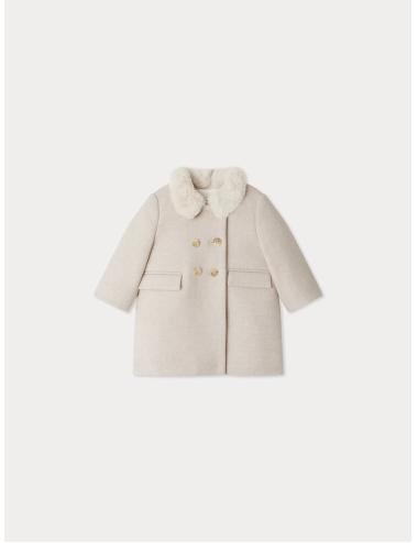 Manteau Moka en laine avec un col fausse fourrure