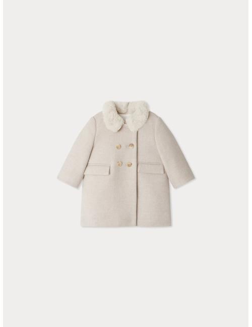 Manteau Moka en laine avec un col fausse fourrure