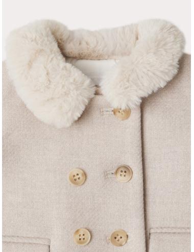 Manteau Moka en laine avec un col fausse fourrure
