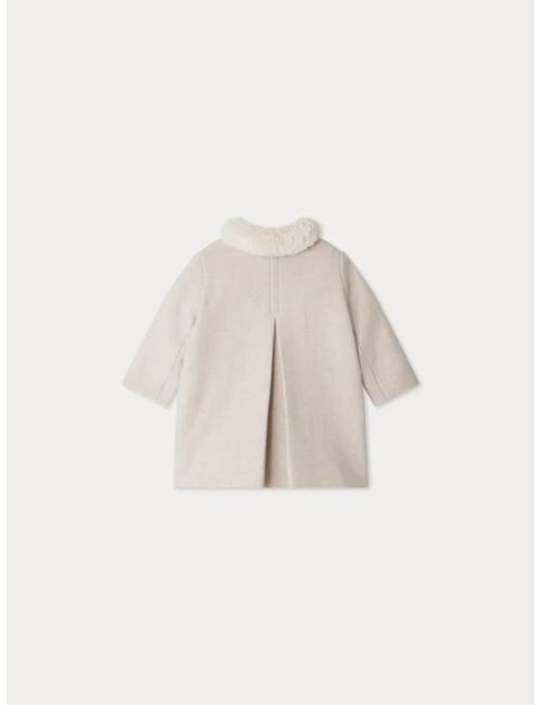 Manteau Moka en laine avec un col fausse fourrure