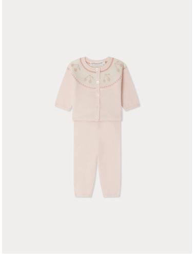 Ensemble Jenny - Motif jacquard cerises au col