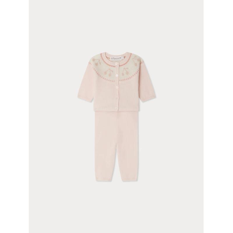 Ensemble Jenny - Motif jacquard cerises au col