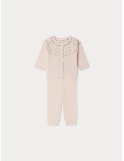 Ensemble Jenny - Motif jacquard cerises au col