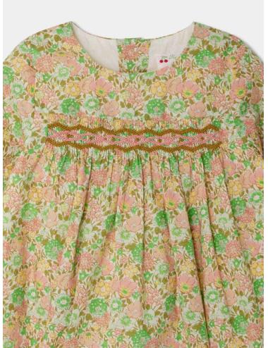 Robe Félicie smockée et brodée - Tissu Liberty