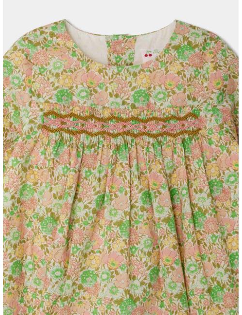 Robe Félicie smockée et brodée - Tissu Liberty