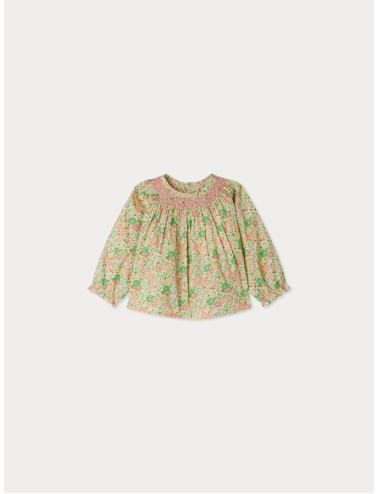Blouse Griotte smockée et brodée - Tissu Liberty 