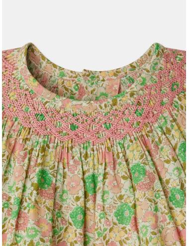 Blouse Griotte smockée et brodée - Tissu Liberty 