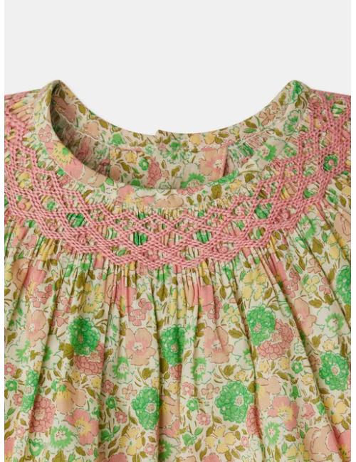 Blouse Griotte smockée et brodée - Tissu Liberty