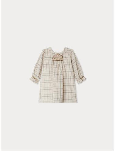 Robe Juju smockée et brodée à carreaux