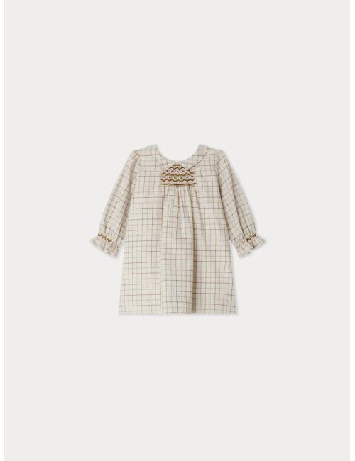 Robe Juju smockée et brodée à carreaux
