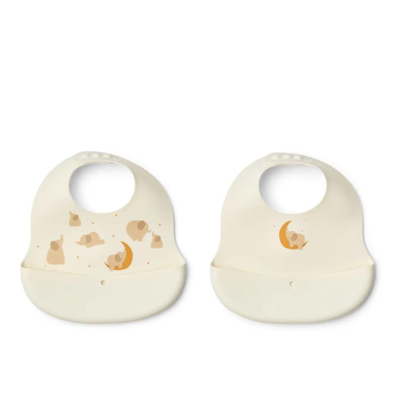 Set 2 Bavoirs en silicone - Éléphant/La crème de la crème
