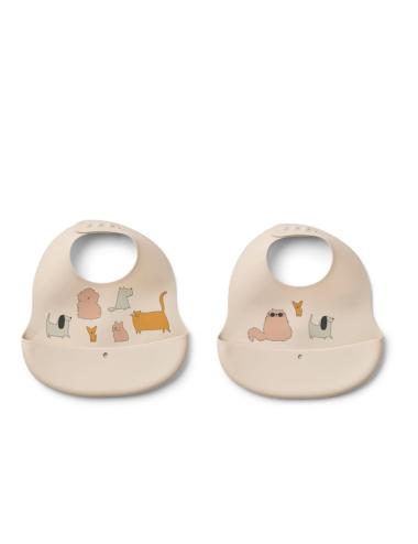 Set 2 Bavoirs en silicone - Cats & Dogs/Sandy